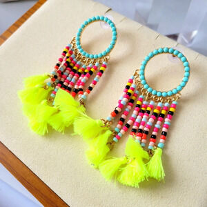 Beaded Tassel Earrings • Fun & Flirty • Multi-colored